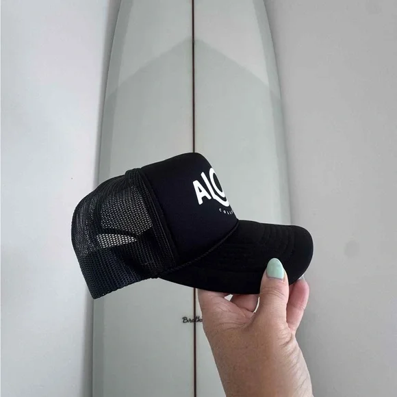 ALOHA Collection Black and White Logo Trucker Hat - Picture 2 of 2